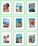SISXSO 8x10 Picture Frames Set of 9, Shatter Resistant Plexiglass, Display 5x7 Pictures with Mat or 8x10 without Mat, Photo Frames for Wall or Tabletop, Engineered Wood, Black