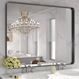 SISXSO Black Metal Framed Bathroom Mirror for Wall, 22X30 Inch Rounded Rectangle Mirror, Matte Black Bathroom Vanity Mirror Farmhouse, Anti-Rust, Hangs Horizontally or Vertically