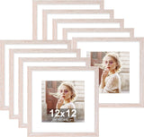 SISXSO 8x10 Picture Frames Set of 9, Shatter Resistant Plexiglass, Display 5x7 Pictures with Mat or 8x10 without Mat, Photo Frames for Wall or Tabletop, Engineered Wood, Black