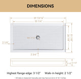 SISXSO HOROW 60" x 32" Shower Base, Center Drain Shower Pan, Low Profile Acrylic Base with Reinforced Fiberglass, Non-Slip Surface, Stainless Steel Drain Cover, Leak-Resistant for Bathroom