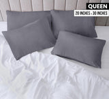 SISXSO Bedding Queen Pillow Cases - 4 Pack - Envelope Closure - Soft Brushed Microfiber Fabric - Shrinkage and Fade Resistant Pillow Covers Queen Size 20 X 30 Inches (Queen, Grey)