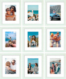 SISXSO 8x10 Picture Frames Set of 9, Shatter Resistant Plexiglass, Display 5x7 Pictures with Mat or 8x10 without Mat, Photo Frames for Wall or Tabletop, Engineered Wood, Black