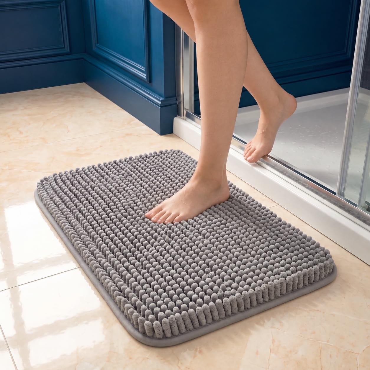 SISXSO Utopia Home Absorbent Chenille Bath Rug Mat for Bathroom, 30x20 Inch, Grey