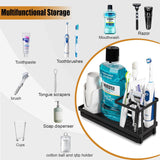 SISXSO Paradigms Interiors Toothbrush Holders for Bathrooms, Carbon Steel Tooth Brushing Holder Electric Toothbrush and Toothpaste Organizer Bathroom Accessories for Countertop, Shower, Sink - Matte Black