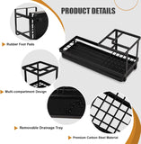 SISXSO Paradigms Interiors Toothbrush Holders for Bathrooms, Carbon Steel Tooth Brushing Holder Electric Toothbrush and Toothpaste Organizer Bathroom Accessories for Countertop, Shower, Sink - Matte Black