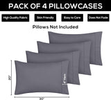 SISXSO Bedding Queen Pillow Cases - 4 Pack - Envelope Closure - Soft Brushed Microfiber Fabric - Shrinkage and Fade Resistant Pillow Covers Queen Size 20 X 30 Inches (Queen, Grey)