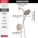 SISXSO Delta Albion 14 Series Brushed Nickel Shower Faucet Set with In2ition 2-in-1 Dual Shower Head with HandHeld Spray Combo, Valve Trim Kit, Spotshield Brushed Nickel T142855-SP-I (Valve Not Included)
