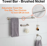 SISXSO BGL 4-Piece Brushed Nickel Bathroom Hardware Set with Adjustable Towel Bar