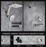 SISXSO High Pressure Rain Shower Head: Upgrade Shower Heads with Handheld Spray Combo with Fixed Showerhead and 10 Sprays Handheld Shower Head, Detachable Showerheads Built-in Magnetic Docking and Power Jets