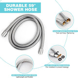 SISXSO 6-Setting Shower Head with Handheld, JDO High Pressure Hand held Shower Head, 4.7 Inch Chrome Detachable Showerhead Set with 59 Inch Stainless Steel Hose and Adjustable Showerhead Holder