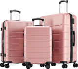 SISXSO 3-Piece Luggage Set, 20/24/28 Inch Hardside Suitcases with Spinner Wheels, Lightweight ABS Hard Shell Travel Luggage, TSA Approved Lock, Expandable Carry-On & Checked Luggage–White