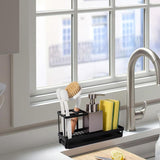 SISXSO Paradigms Interiors Toothbrush Holders for Bathrooms, Carbon Steel Tooth Brushing Holder Electric Toothbrush and Toothpaste Organizer Bathroom Accessories for Countertop, Shower, Sink - Matte Black