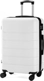 SISXSO Simple Deluxe 28 Inch Hardside Carry On Luggage, Suitcase with Double Spinner Wheels & TSA Lock, Hard Shell Suitcase, Expandable Rolling Lightweight Luggage, White