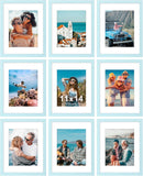 SISXSO 8x10 Picture Frames Set of 9, Shatter Resistant Plexiglass, Display 5x7 Pictures with Mat or 8x10 without Mat, Photo Frames for Wall or Tabletop, Engineered Wood, Black