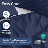 SISXSO Duvet Cover Queen Size Set - Extra Soft Queen Size Duvet Cover 90 x 90 with 2 Pillow Shams - Hotel Luxury Easy Care and Fade Free w/Zipper Closures & Ties - Comfy Breathable Bedding Set (Navy Blue)