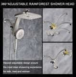 SISXSO High Pressure Rain Shower Head: Upgrade Shower Heads with Handheld Spray Combo with Fixed Showerhead and 10 Sprays Handheld Shower Head, Detachable Showerheads Built-in Magnetic Docking and Power Jets