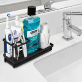 SISXSO Paradigms Interiors Toothbrush Holders for Bathrooms, Carbon Steel Tooth Brushing Holder Electric Toothbrush and Toothpaste Organizer Bathroom Accessories for Countertop, Shower, Sink - Matte Black