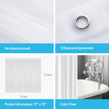 SISXSO Paradigms Interiors Clear Shower Curtain Liner Light Weight PEVA, Shower Liner 72x72 Inches, Waterproof, No Chemical Smell with 12 Rust Proof Metal Grommets Holes for Bathroom Shower Curtain