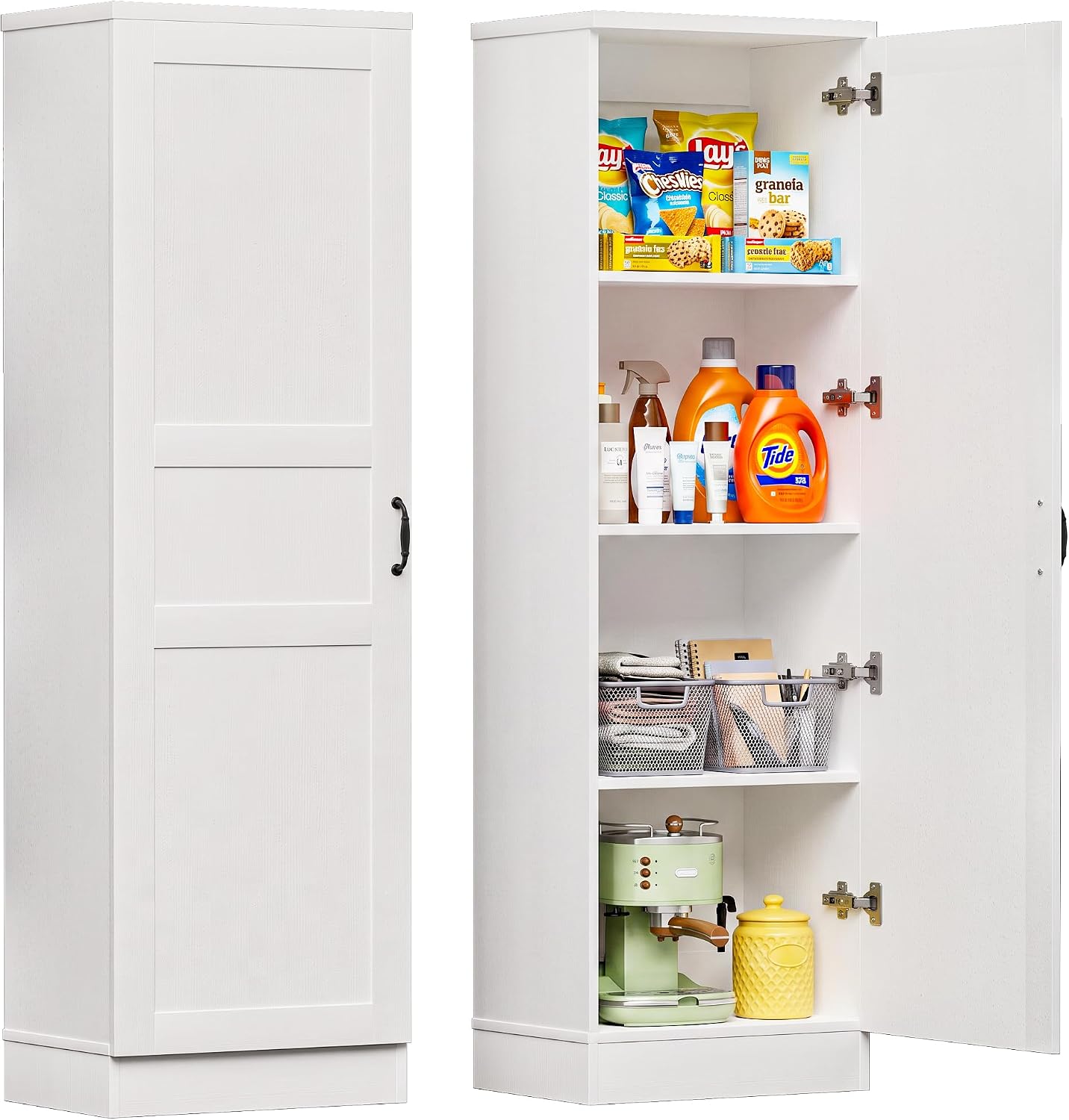 SISXSO Unikito 63" Tall Kitchen Pantry Storage Cabinet with Doors & Shelves