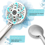 SISXSO 6-Setting Shower Head with Handheld, JDO High Pressure Hand held Shower Head, 4.7 Inch Chrome Detachable Showerhead Set with 59 Inch Stainless Steel Hose and Adjustable Showerhead Holder