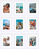 SISXSO 8x10 Picture Frames Set of 9, Shatter Resistant Plexiglass, Display 5x7 Pictures with Mat or 8x10 without Mat, Photo Frames for Wall or Tabletop, Engineered Wood, Black