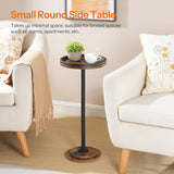 SISXSO Small Round Side Table, Drink Table, Coffee Martini Table with Pedestal Accent for Small Spaces in Living Room, Bedroom, Sofa Couch, Rustic Brown BF168BZ01