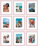 SISXSO 8x10 Picture Frames Set of 9, Shatter Resistant Plexiglass, Display 5x7 Pictures with Mat or 8x10 without Mat, Photo Frames for Wall or Tabletop, Engineered Wood, Black