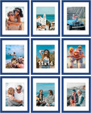 SISXSO 8x10 Picture Frames Set of 9, Shatter Resistant Plexiglass, Display 5x7 Pictures with Mat or 8x10 without Mat, Photo Frames for Wall or Tabletop, Engineered Wood, Black