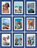 SISXSO 8x10 Picture Frames Set of 9, Shatter Resistant Plexiglass, Display 5x7 Pictures with Mat or 8x10 without Mat, Photo Frames for Wall or Tabletop, Engineered Wood, Black