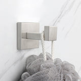 SISXSO NearMoon Bath Towel Hooks -SUS304 Stainless Steel Square Clothes Robe Hooks Hanger, Heavy Duty Coat Hooks for Bathroom Livingroom Hotel Kitchen Garage, Wall Mounted (3 Pack, Brushed Nickel)