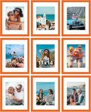 SISXSO 8x10 Picture Frames Set of 9, Shatter Resistant Plexiglass, Display 5x7 Pictures with Mat or 8x10 without Mat, Photo Frames for Wall or Tabletop, Engineered Wood, Black