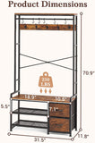 SISXSO Faesun Hall Tree with Bench and Shoe Storage, Rustic Brown