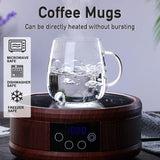 SISXSO Glass Coffee Mugs Set of 6, Microwave Safe Borosilicate Glass Cups, 15 Ounce Large Mugs Gifts for Family, latte, Chocolate & Beverage, Mocha, Cappuccino, Tea and Water, Clear Drinking Cups