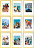 SISXSO 8x10 Picture Frames Set of 9, Shatter Resistant Plexiglass, Display 5x7 Pictures with Mat or 8x10 without Mat, Photo Frames for Wall or Tabletop, Engineered Wood, Black
