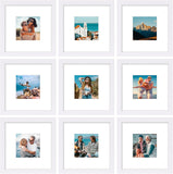 SISXSO 8x10 Picture Frames Set of 9, Shatter Resistant Plexiglass, Display 5x7 Pictures with Mat or 8x10 without Mat, Photo Frames for Wall or Tabletop, Engineered Wood, Black