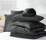 SISXSO Queen Comforter Set Dark Grey - Bed in a Bag Queen Size 7 Pieces, Luxury Soft Bed Set for All Seasons, Bedding Set with Comforter, Sheets, Pillowcases & Shams, Dark Gray, Queen