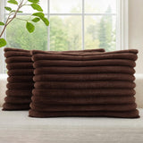 SISXSO Faux Fur Spring Throw Pillow Covers 18x18 Set of 2, Decorative Soft Plush Striped Neutral Couch Pillow Covers with Velvet Back for Sofa, Bed, Living Room Home, Cream White