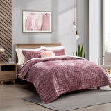 SISXSO Luxury Velvet Quilt Set King Size Bedding Sets, Ultra Soft Velvet Comforter Set, Lightweight Channel Box Stitch Oversized Bedspread Coverlet for All Season, with 2 Shams, Beige
