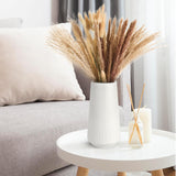 SISXSO White Ceramic Vase, GUKJOB Small Cute Flower Vase for Pampas Grass, Home, Living Room, Dining Table, Farmhouse, Office Decor, Bedroom, Table, and Kitchen Shelf (White)
