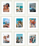 SISXSO 8x10 Picture Frames Set of 9, Shatter Resistant Plexiglass, Display 5x7 Pictures with Mat or 8x10 without Mat, Photo Frames for Wall or Tabletop, Engineered Wood, Black