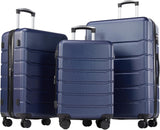 SISXSO 3-Piece Luggage Set, 20/24/28 Inch Hardside Suitcases with Spinner Wheels, Lightweight ABS Hard Shell Travel Luggage, TSA Approved Lock, Expandable Carry-On & Checked Luggage–White