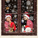 SISXSO 300 PCS 8 Sheet Christmas Snowflake Window Cling Stickers for Glass, Xmas Decals Decorations Holiday Snowflake Santa Claus Reindeer Decals for Party