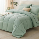 SISXSO Queen Comforter Set Black - 7 Pieces Bed in a Bag Queen, All Season Soft Bedding Set, Oeko-Tex Certified Bed Set with Down Alternative Comforter, Sheets, Pillowcases & Pillow Shams