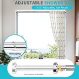 SISXSO Shower Curtain Rod 34-80 Inches Never Rust Stainless Steel Tension Curtain Rod Adjustable Shower Rod Spring Tension Non-Slip No Drilling Shower Rods for Bathroom Window