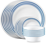 SISXSO 18-Piece Service for 6 Dinnerware Set Triple Layer Glass and Chip Resistant, Lightweight Round Plates and Bowls Set, Winter Frost White