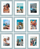 SISXSO 8x10 Picture Frames Set of 9, Shatter Resistant Plexiglass, Display 5x7 Pictures with Mat or 8x10 without Mat, Photo Frames for Wall or Tabletop, Engineered Wood, Black