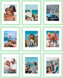 SISXSO 8x10 Picture Frames Set of 9, Shatter Resistant Plexiglass, Display 5x7 Pictures with Mat or 8x10 without Mat, Photo Frames for Wall or Tabletop, Engineered Wood, Black