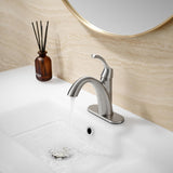 SISXSO Bathroom Faucet Brushed Nickel with Drain and Water Supply Lines