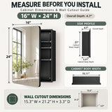SISXSO GoTiling16x24 Black Medicine Cabinet with Mirror, Recessed & Surface Mount