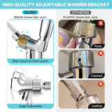SISXSO 6-Setting Shower Head with Handheld, JDO High Pressure Hand held Shower Head, 4.7 Inch Chrome Detachable Showerhead Set with 59 Inch Stainless Steel Hose and Adjustable Showerhead Holder